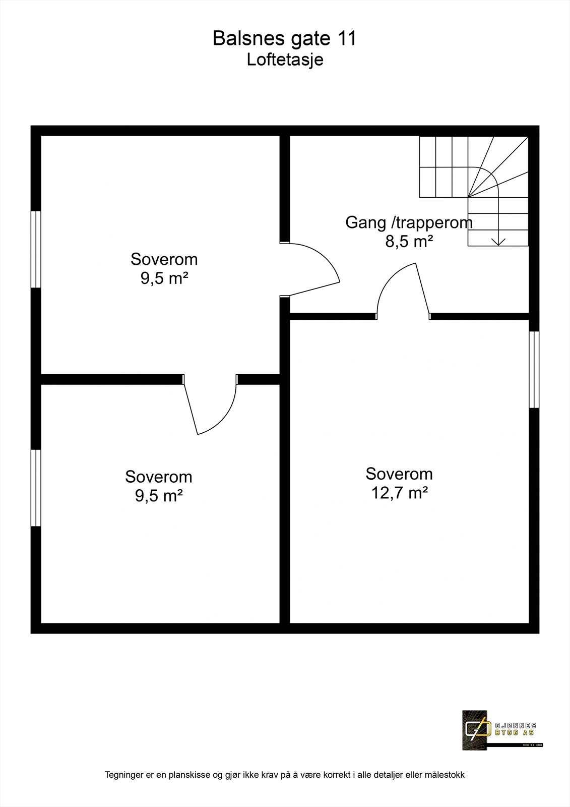 Plantegning loftsetasje Galleribilde