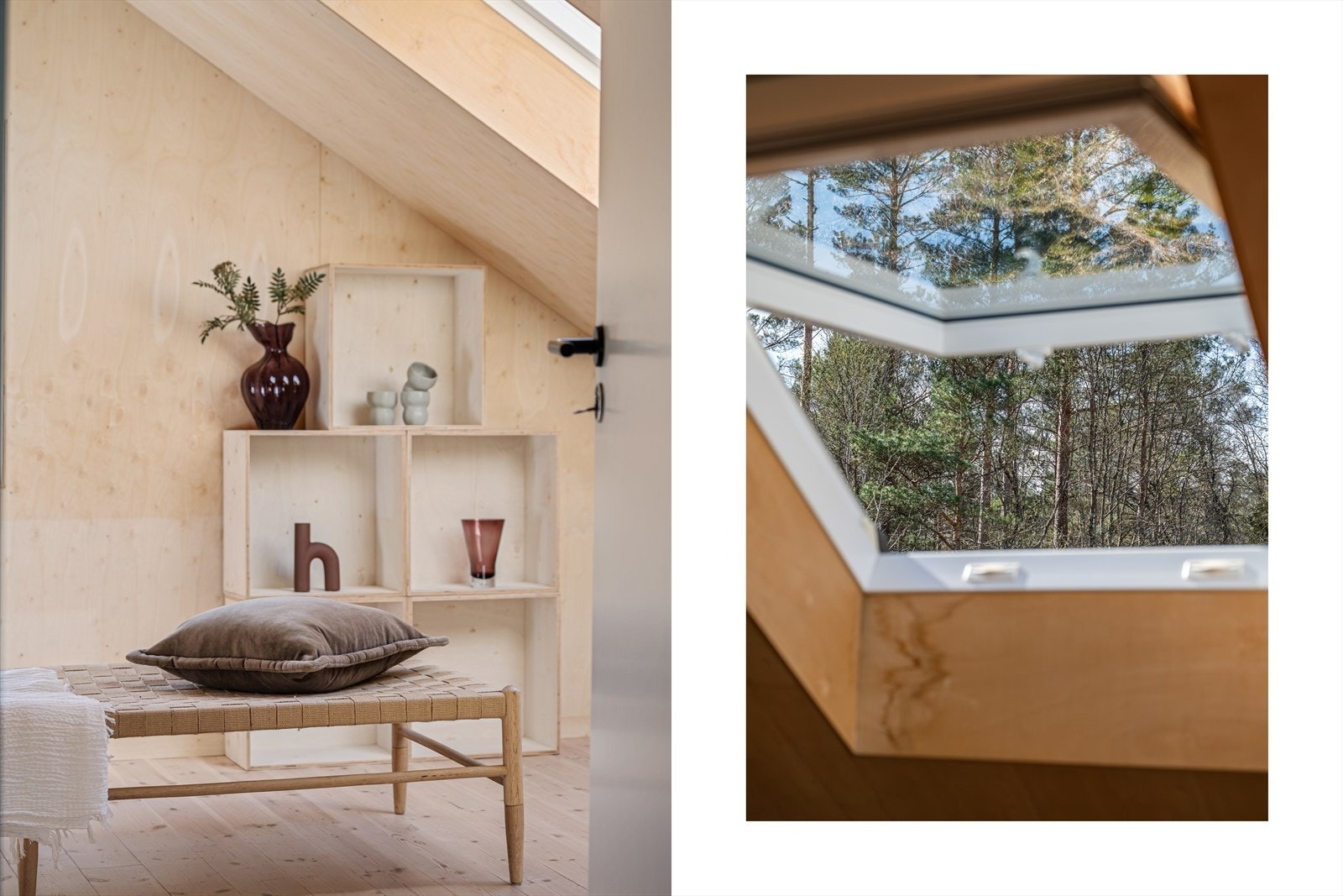 Har kan du ligge og lytte til fuglekvitter mens du ser på tretoppene og skyene på himmelen. Galleribilde