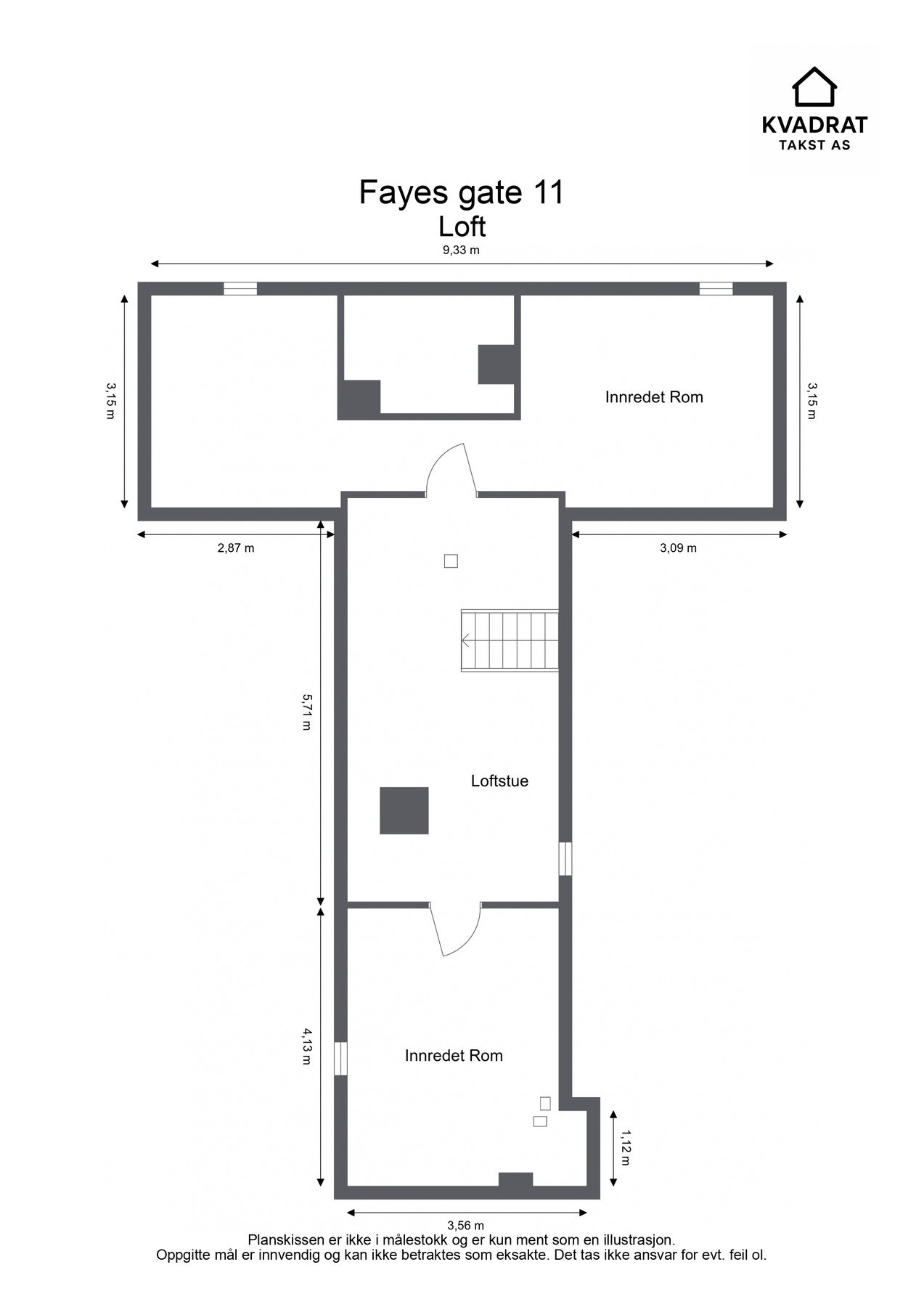 Plantegning - loftetasje- Her er gulvarealet 63 kvm. Galleribilde