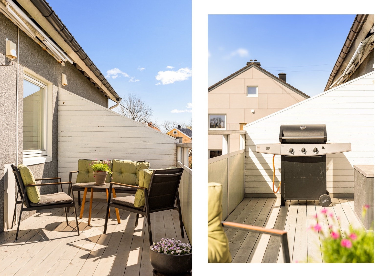 Her har du god plass til å innrede med møblement, grill og beplantning Galleribilde