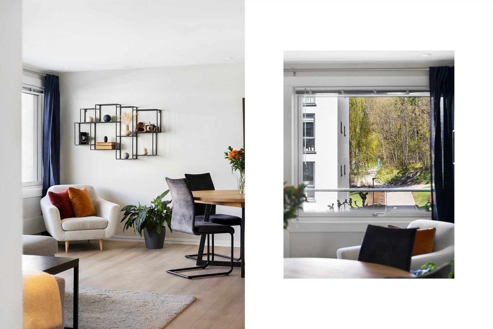 Legg merke til boligens flotte detaljer - det er bl.a lagt en pen 1-stavs laminat i alle oppholdsrom. Galleribilde
