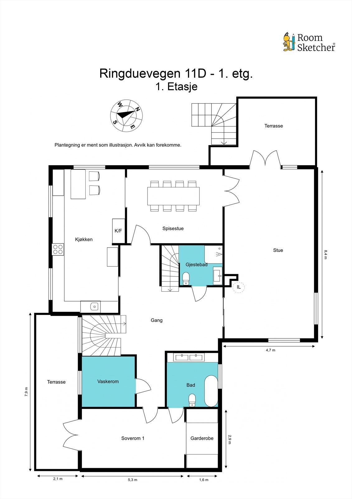 Plantegning 1. etasje Galleribilde