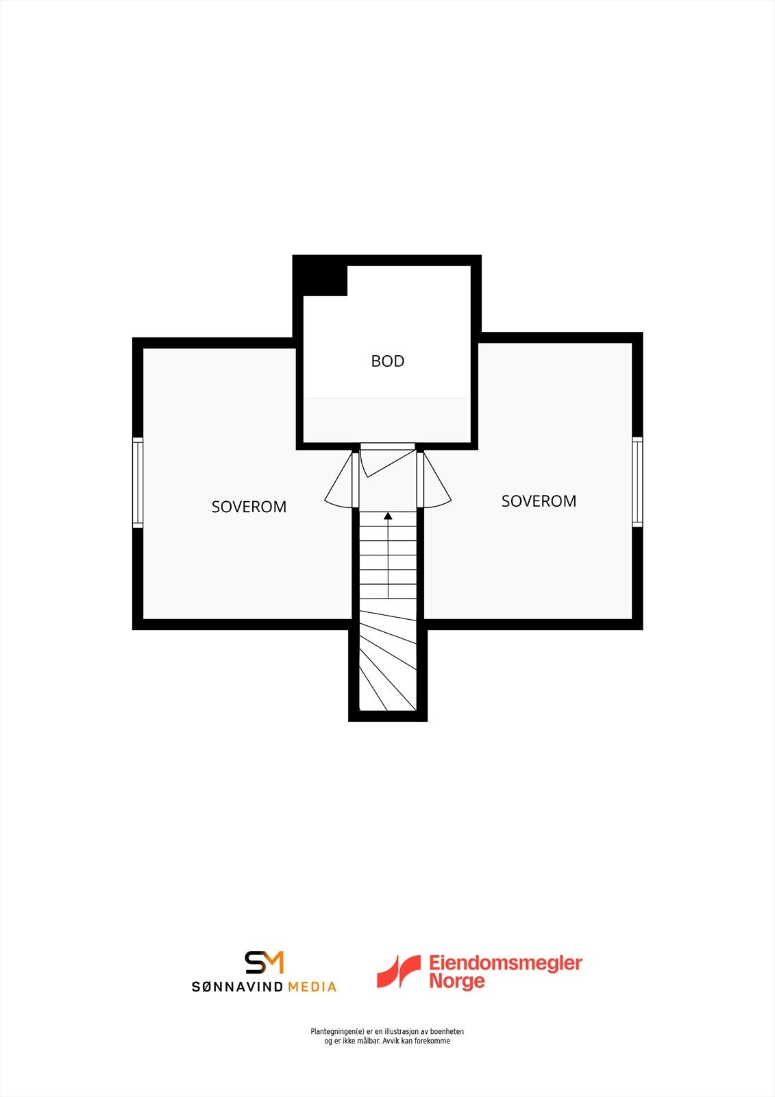 Plantegning loftsetasje (soverom tilfredsstiller ikke dagens krav til rømningsvei) Galleribilde