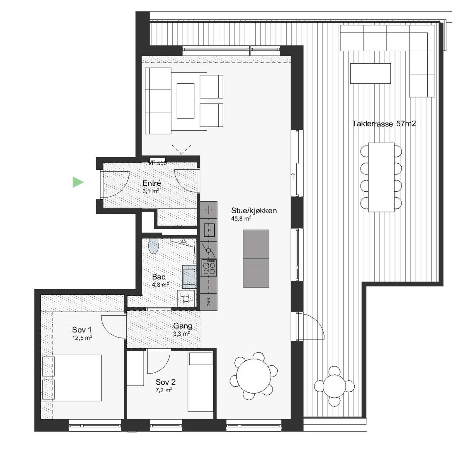 Planskisse Idrettsgata 34, 9. etasje. (Ikke målbar) Galleribilde