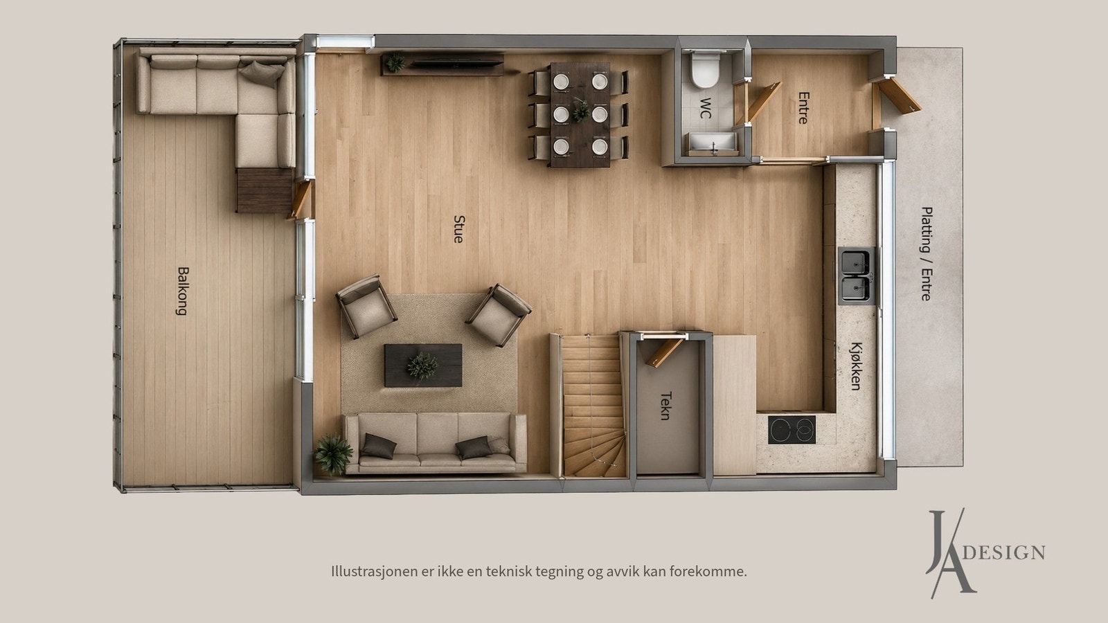 Plantegning hovedetasje. Galleribilde