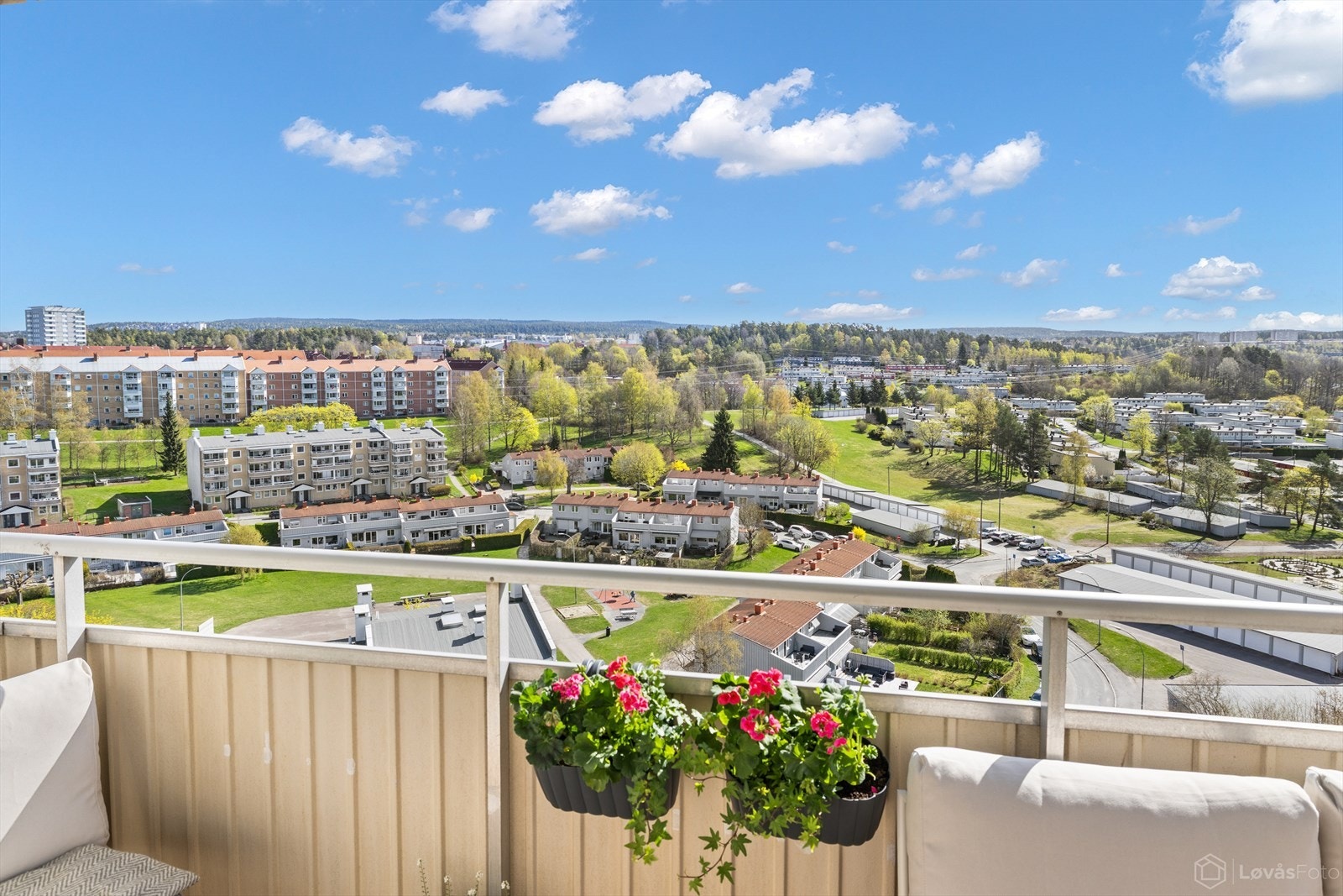 Flott panoramautsikt over et frodig grøntområde. Galleribilde