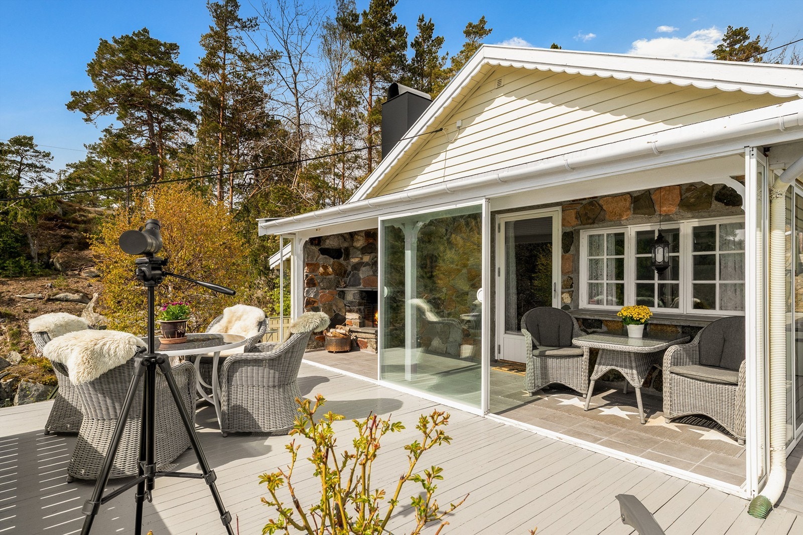 En del av terrassen er også innglasset. Galleribilde