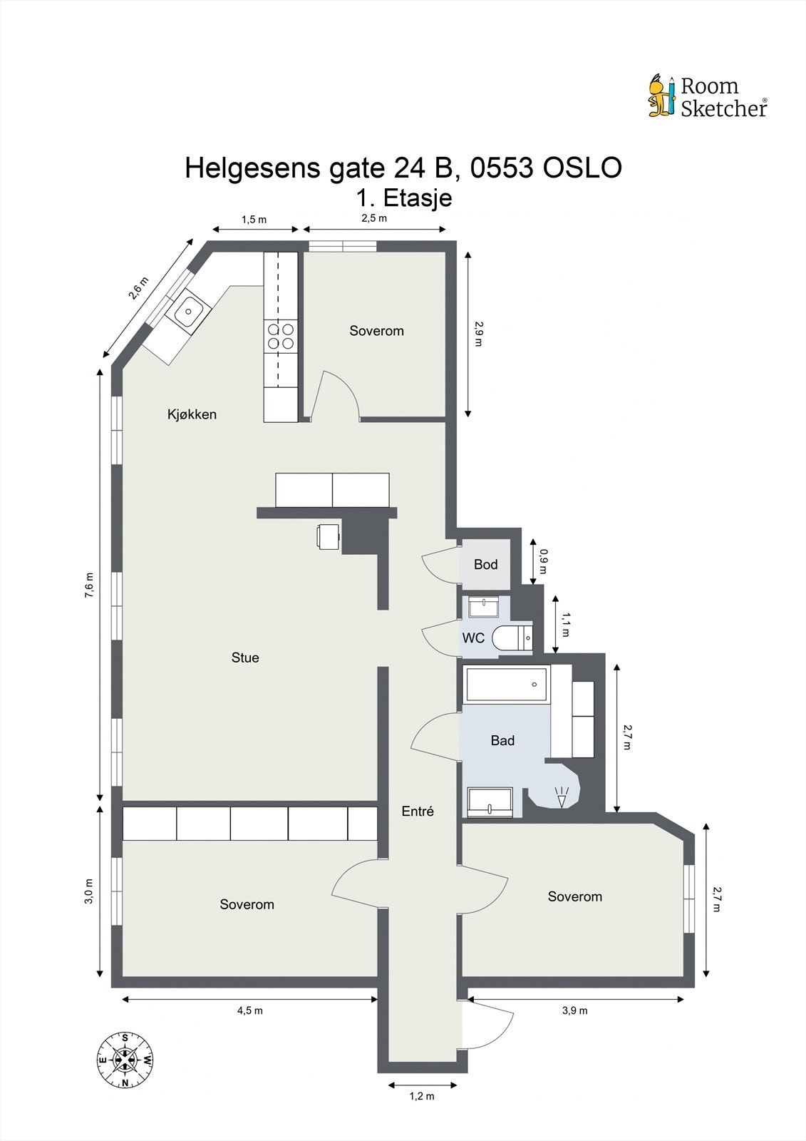 Leiligheten disponerer en loftsbod på ca. 4 m² og en kjellerbod på ca. 12 m² Galleribilde