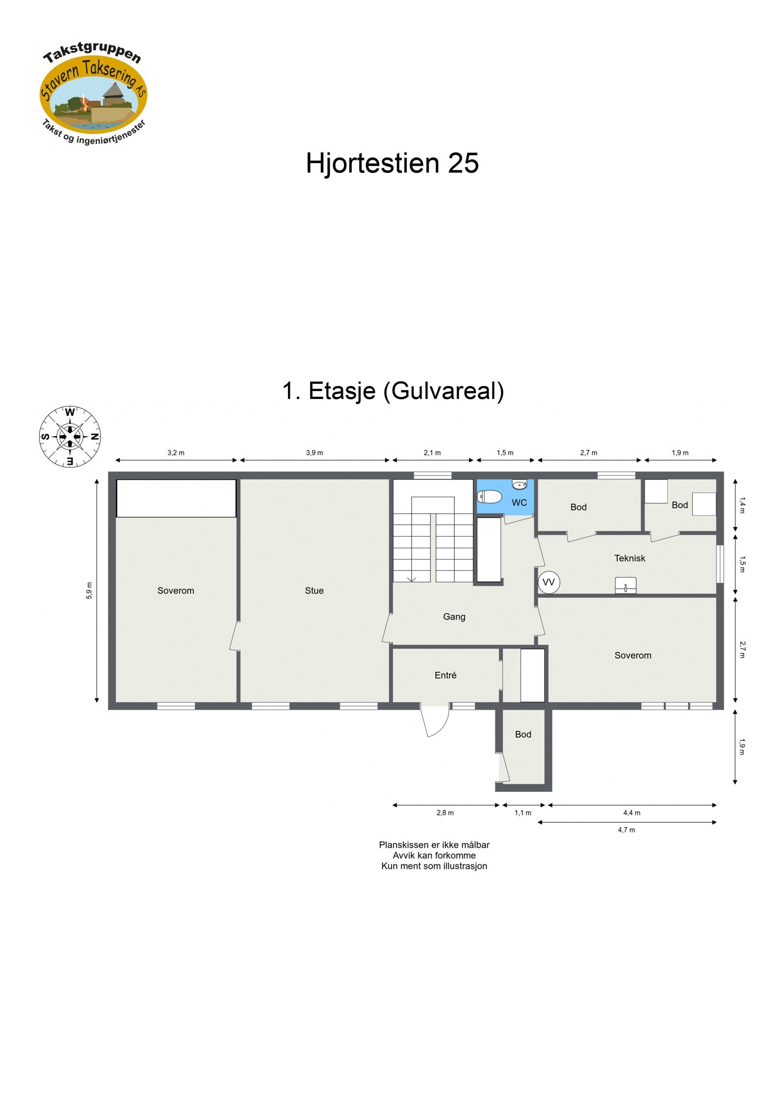 Hjortestien 25 - plantegning underetasjen Galleribilde