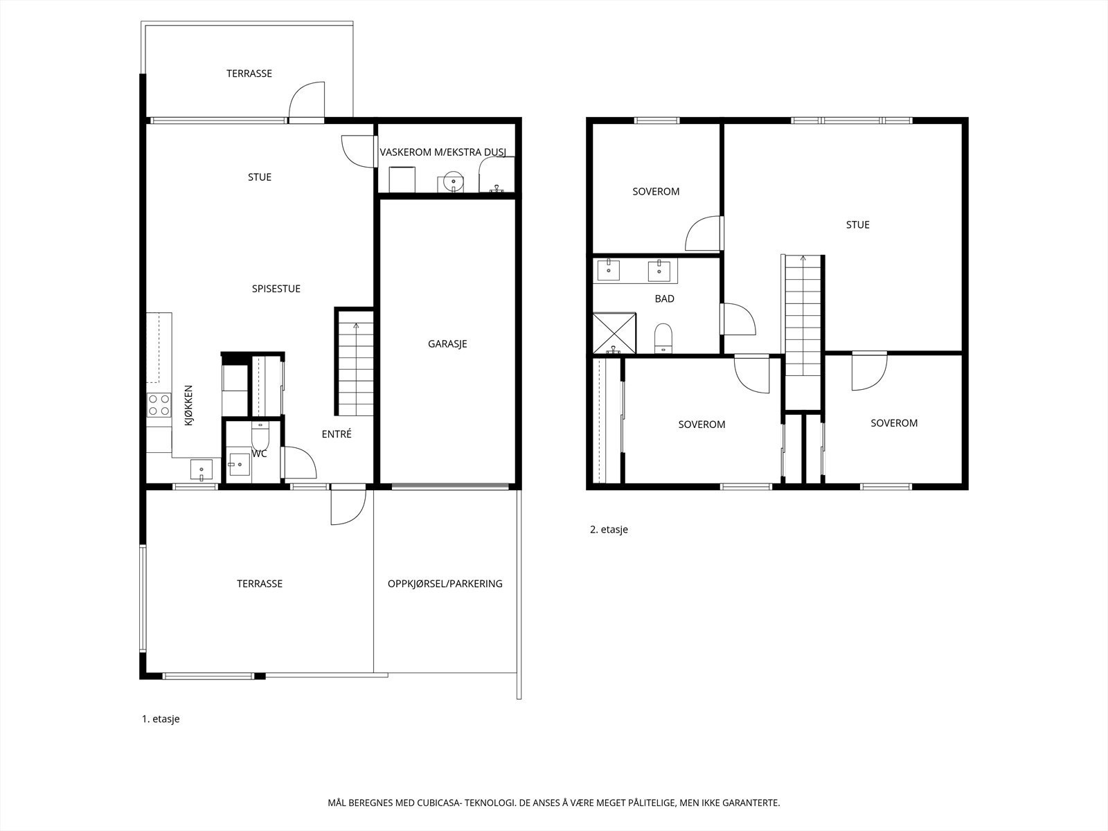 Boligen strekker seg over to plan med et samlet bruksareal på 122 m². Planløsningen er familievennlig, med adskilte sosiale og private soner. Galleribilde