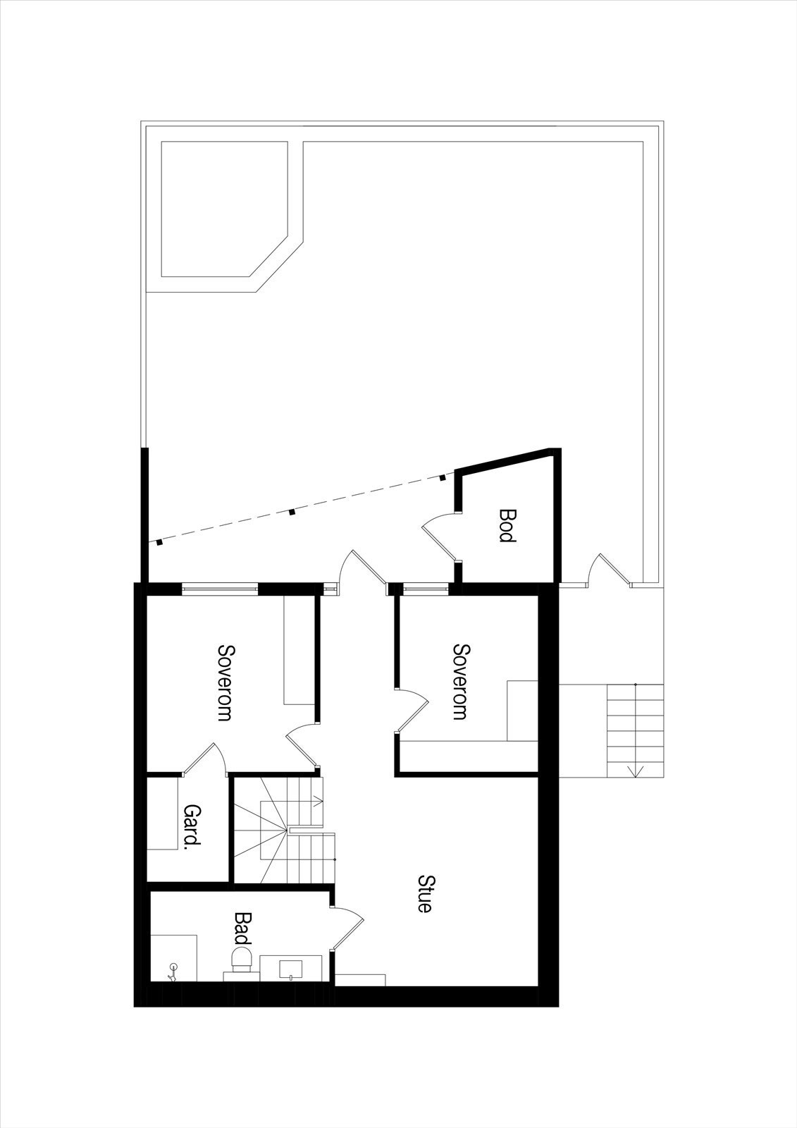 Underetasjen er innredet med kjellerstue, to soverom, bad og teknisk rom, med utgang til den store terrassen. Galleribilde