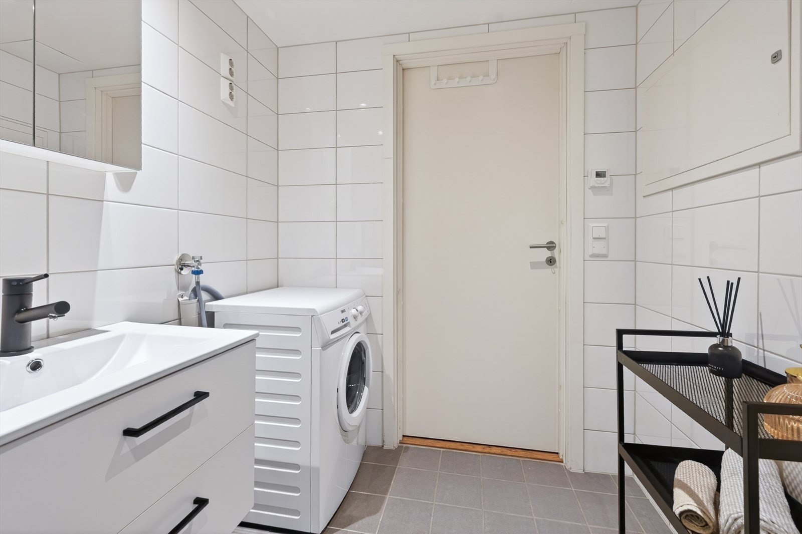 Vannskap med energimåler og opplegg for vaskemaskin Galleribilde