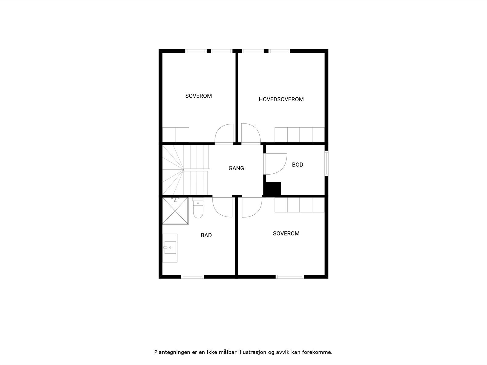Plantegning 2. etasje. Salgsobjektet har speilvendt planløsning. Galleribilde
