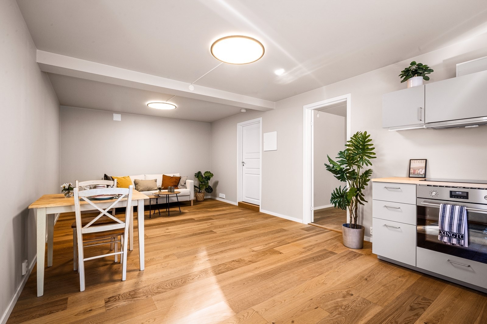 Her finner du en stue- og kjøkkenløsning på 25,6 m². Galleribilde