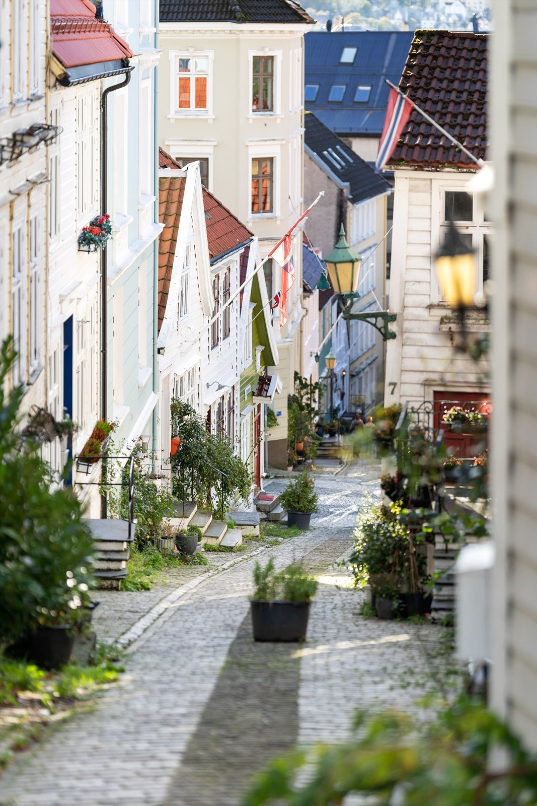 Flere trivelig brosteinsgater og Bergens idyll i området. Galleribilde