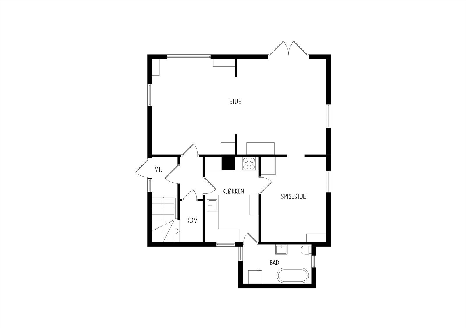 Plantegning 1. etasje Galleribilde
