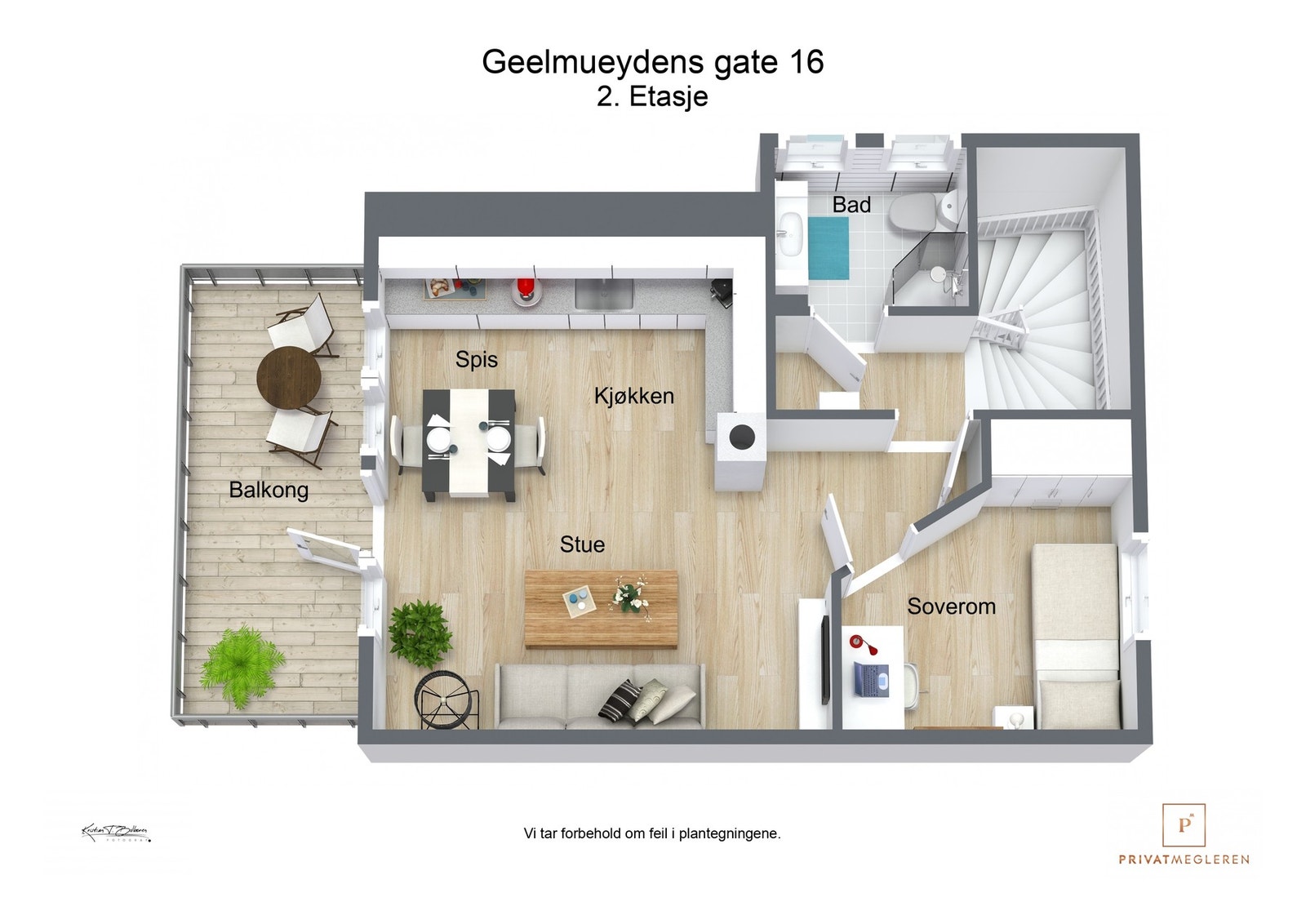 3 D plantegning 2. etasje Galleribilde