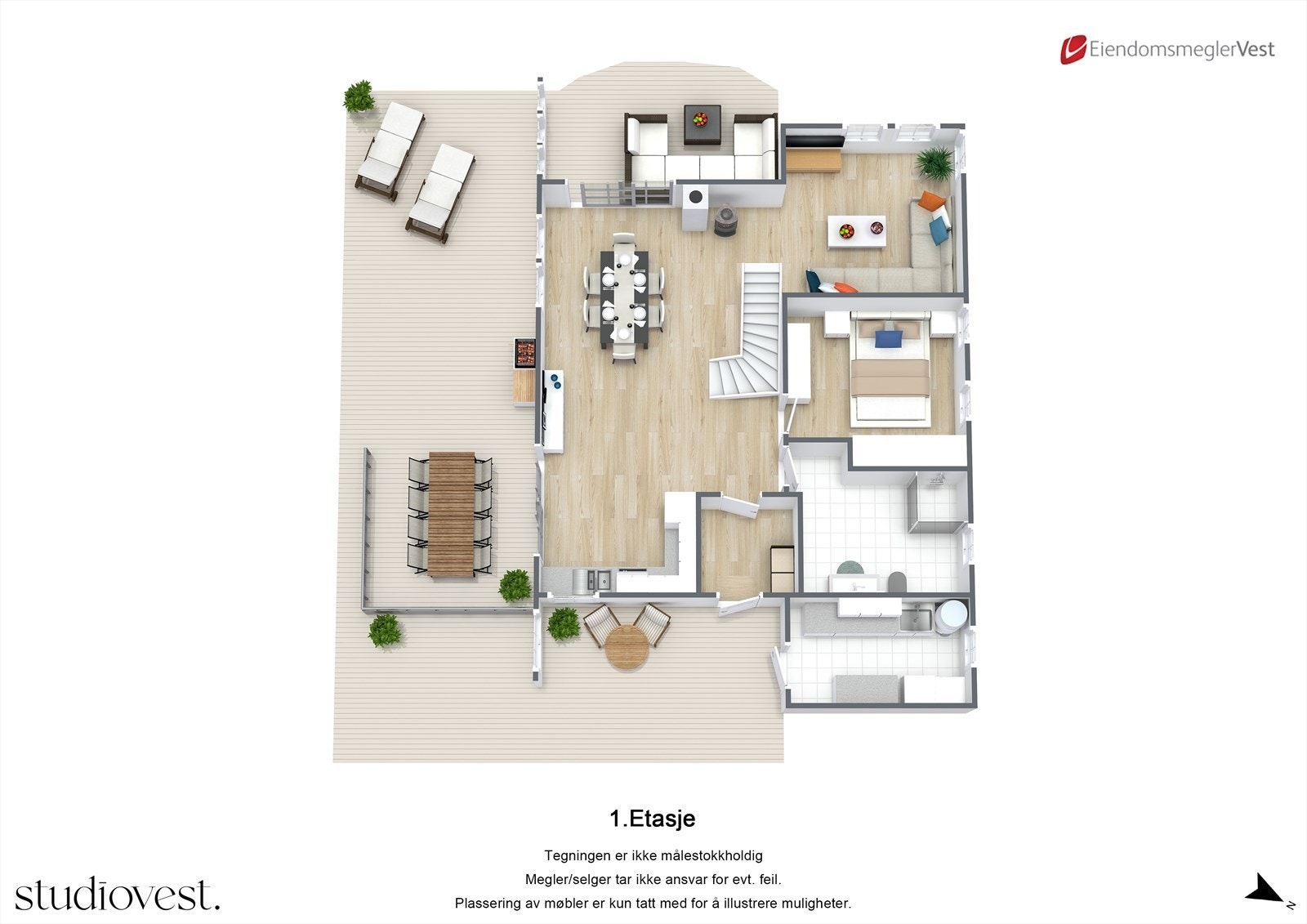 Planskisse 3D: 1. etasje. Galleribilde