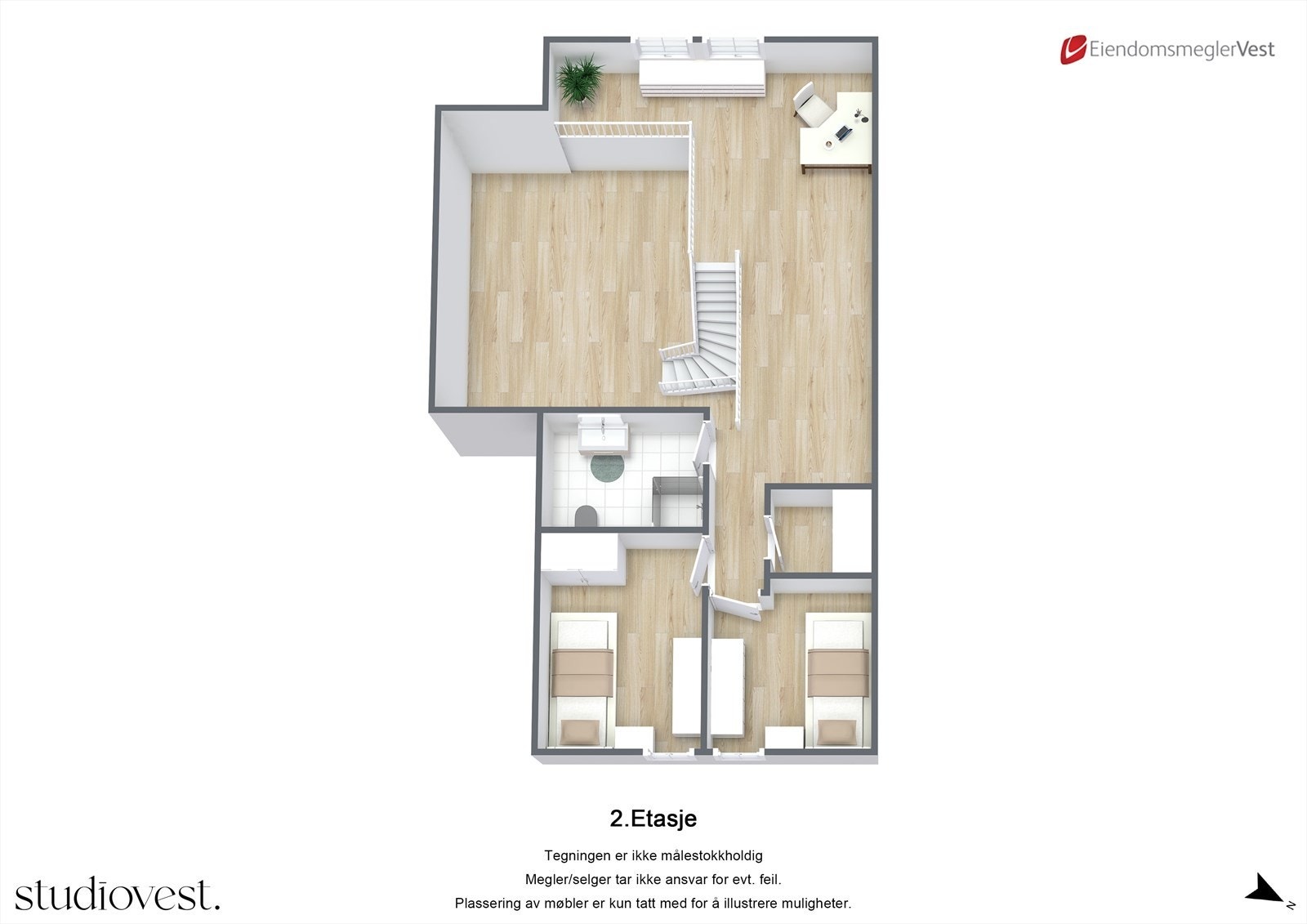 Planskisse 3D: Loft. Galleribilde