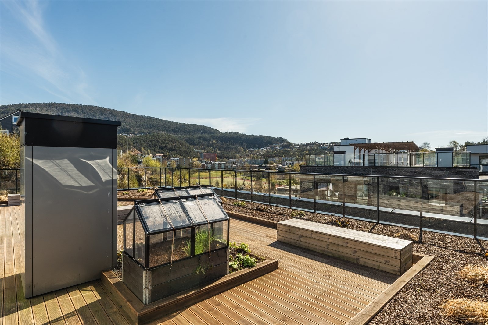 Koselig beplanting og sitteplasser. Galleribilde