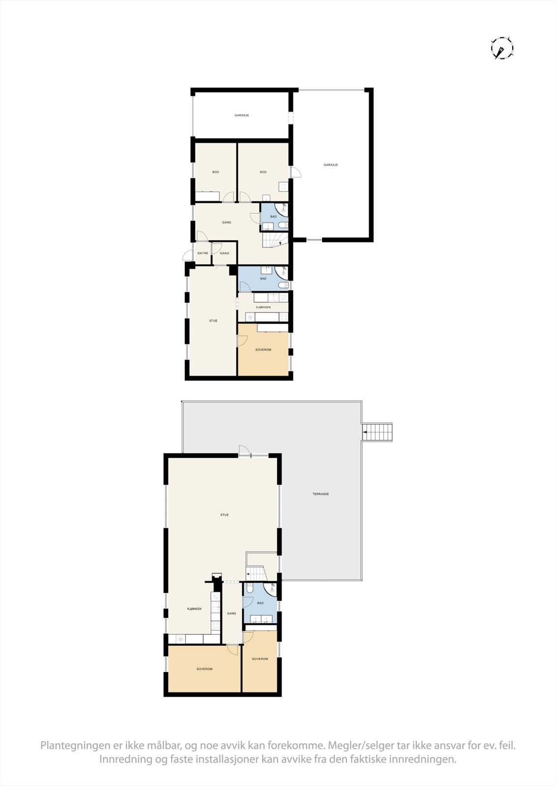 Plantegning begge etasjene. Galleribilde