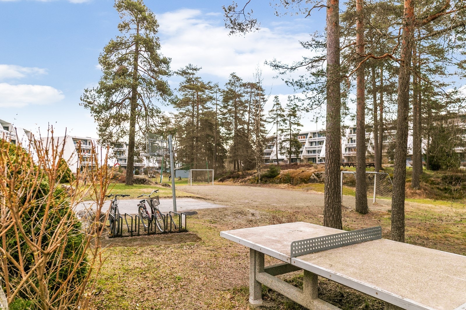 Fellesområdene er pent opparbeidet med blant annet ballbinge og bordtennisbord. Galleribilde