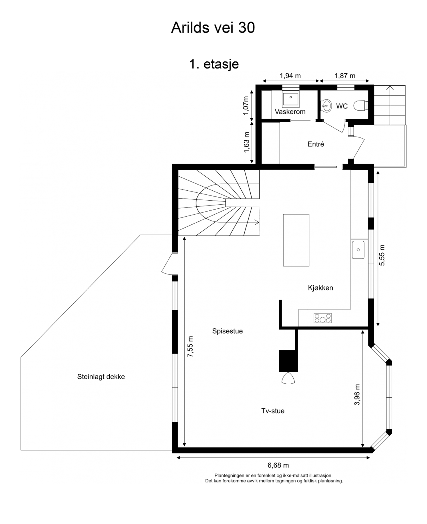 Plantegning 1. etasje Galleribilde