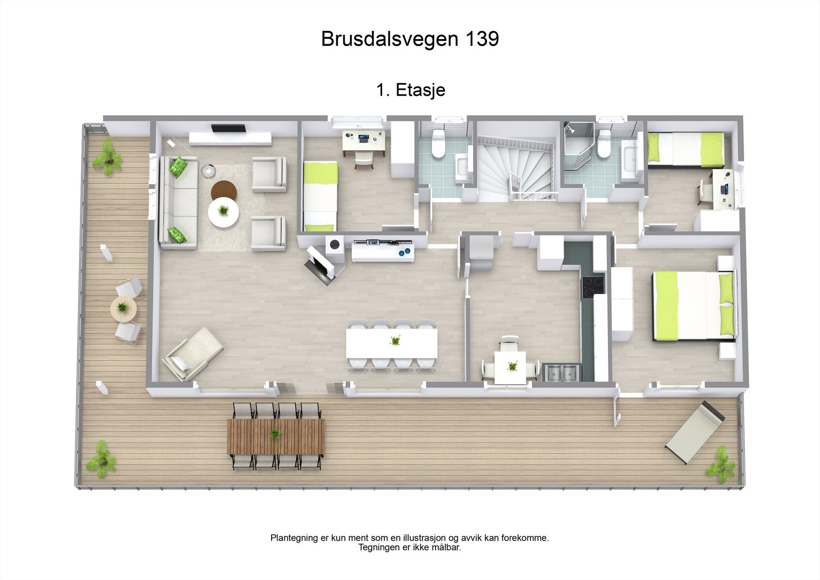 3 D plantegning 1. etasje Galleribilde