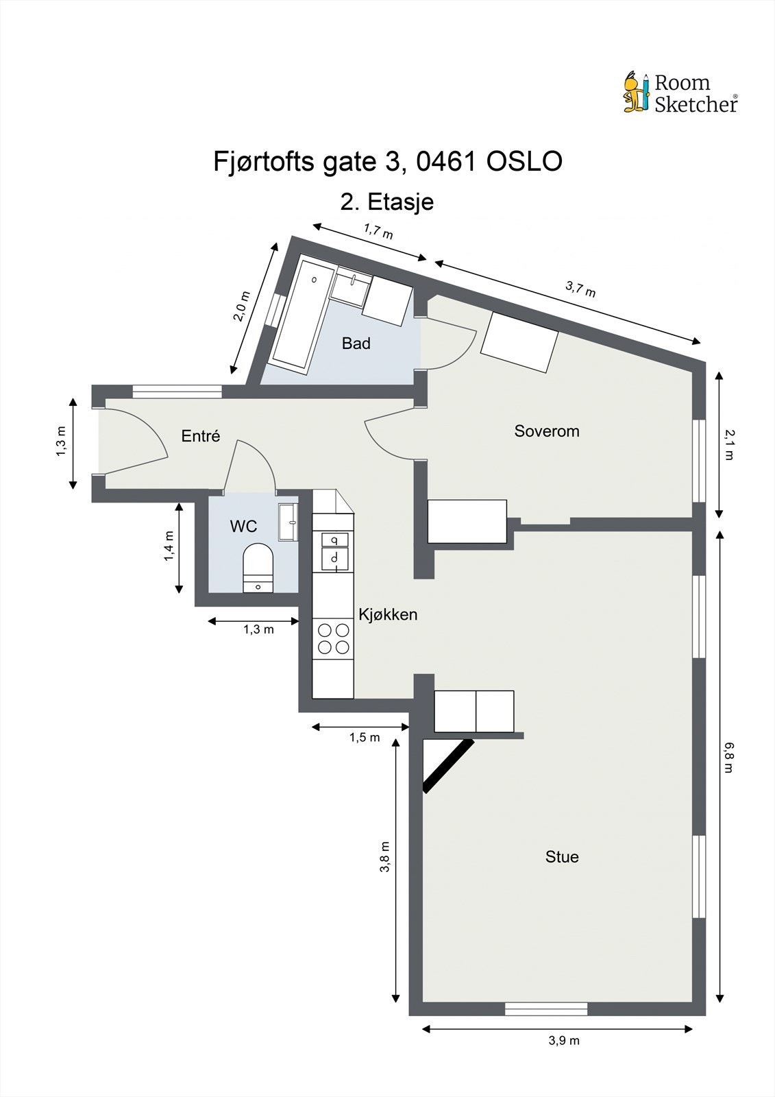 Leiligheten disponerer også en bod på loft på ca. 1 kvm (5 kvm gulvareal) og en kjellerbod på ca. 5 kvm Galleribilde