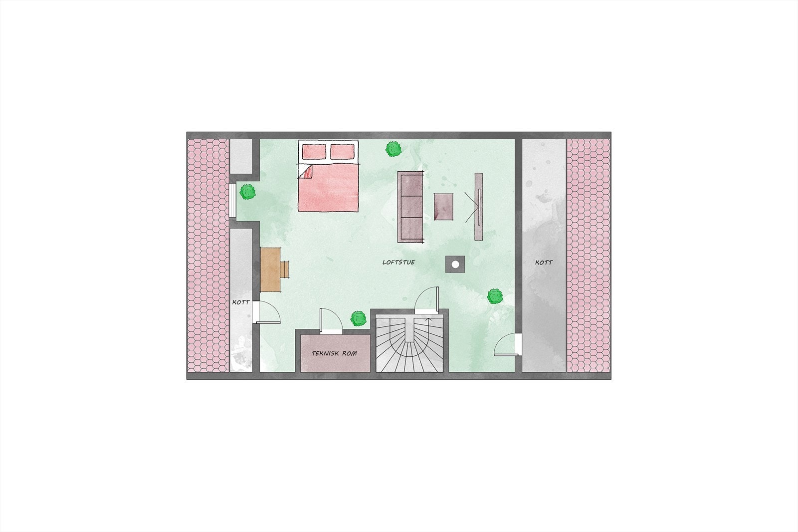 Plantegning loft Galleribilde
