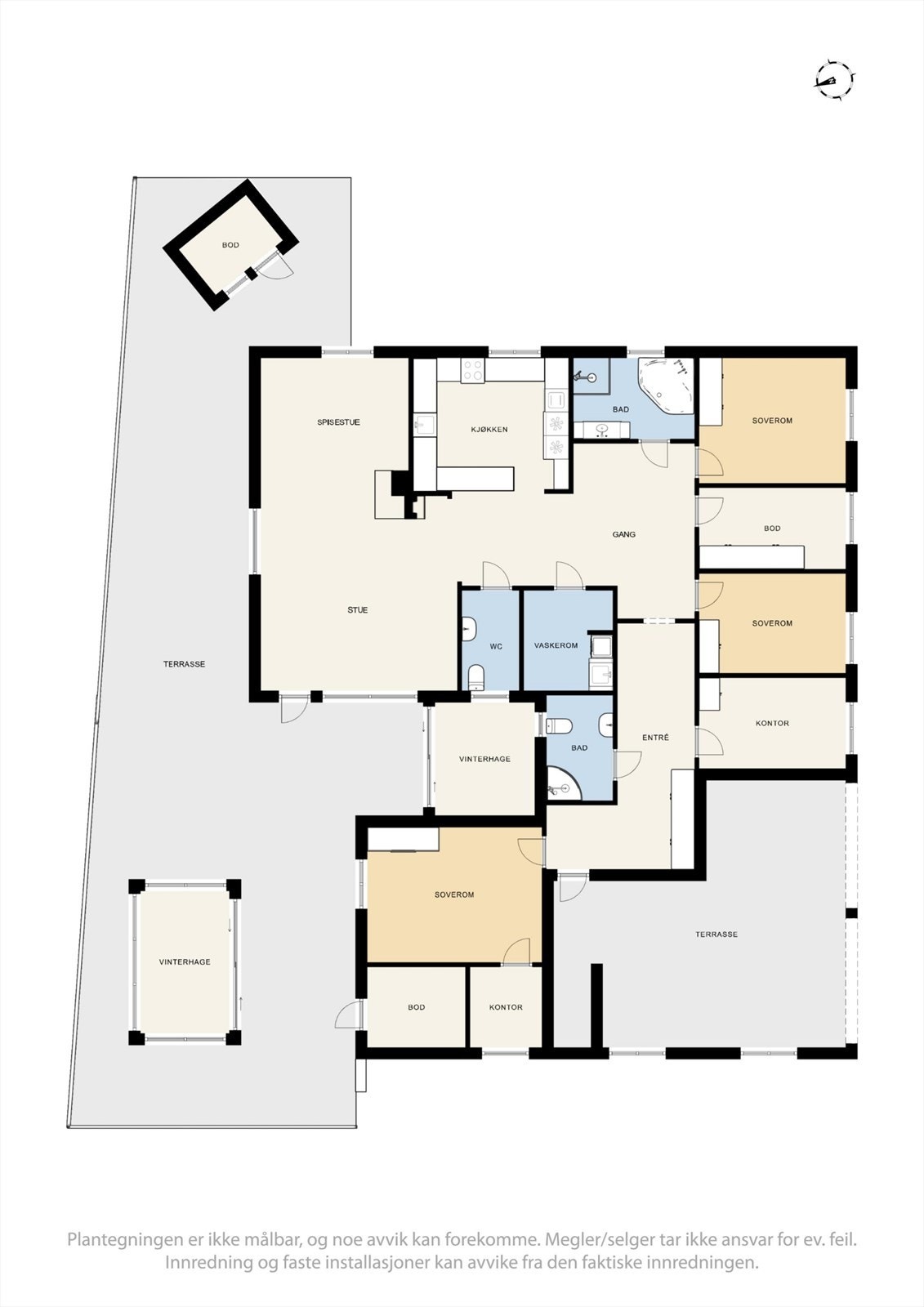 Planløsningen er arealeffektiv og praktisk, med en tydelig adskillelse mellom soveromsavdeling og sosiale soner. Totalt 163 m² BRA-i. Galleribilde