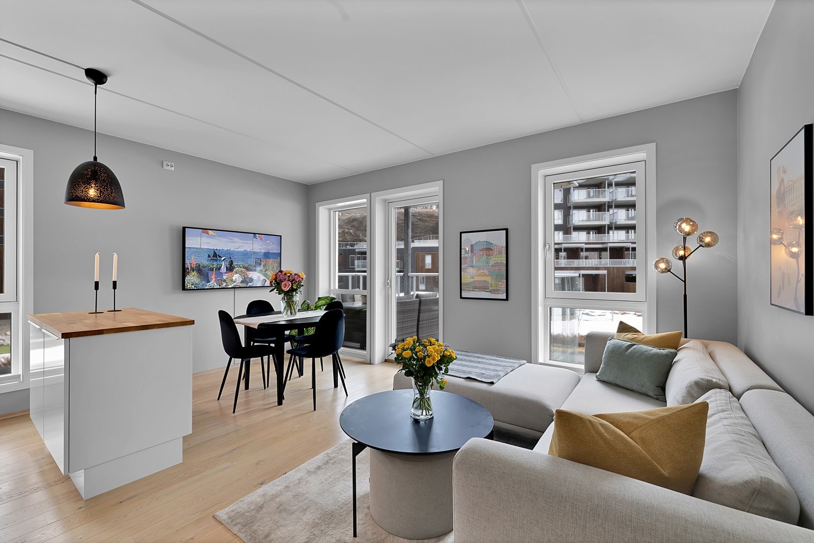 En-stavs parkett på gulv. Galleribilde