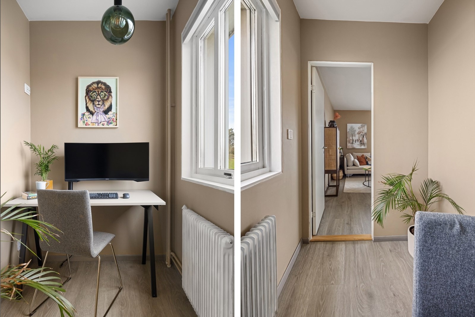 Ikke godkjent som soverom, men benyttes i dag som et praktisk kontor. Galleribilde