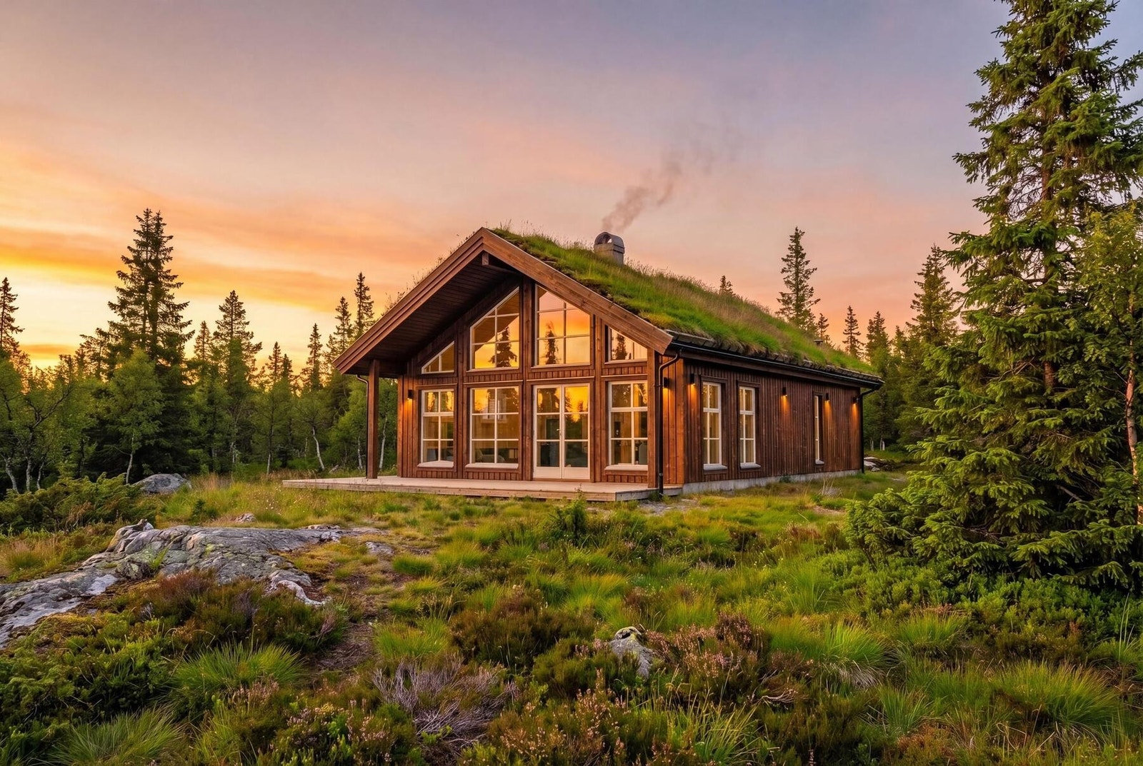 Vår nye hyttemodell Frøya 75 har alt man ønsker seg av en moderne hytte! Dette er en illustrasjon og kan avvike fra priset modell Galleribilde