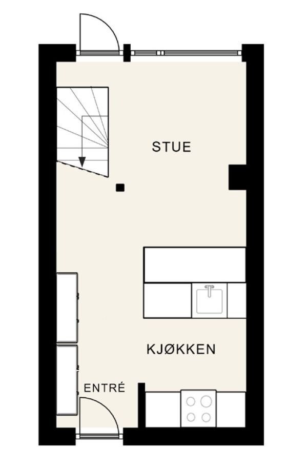 Plantegning stue og kjøkken Galleribilde