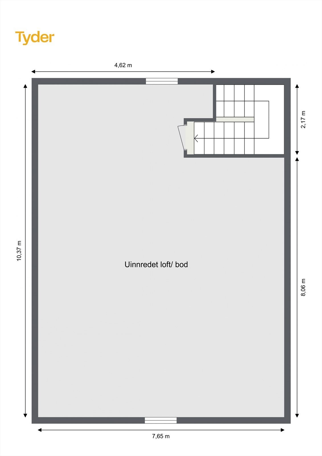 Plantegning uinnredet loft. Galleribilde
