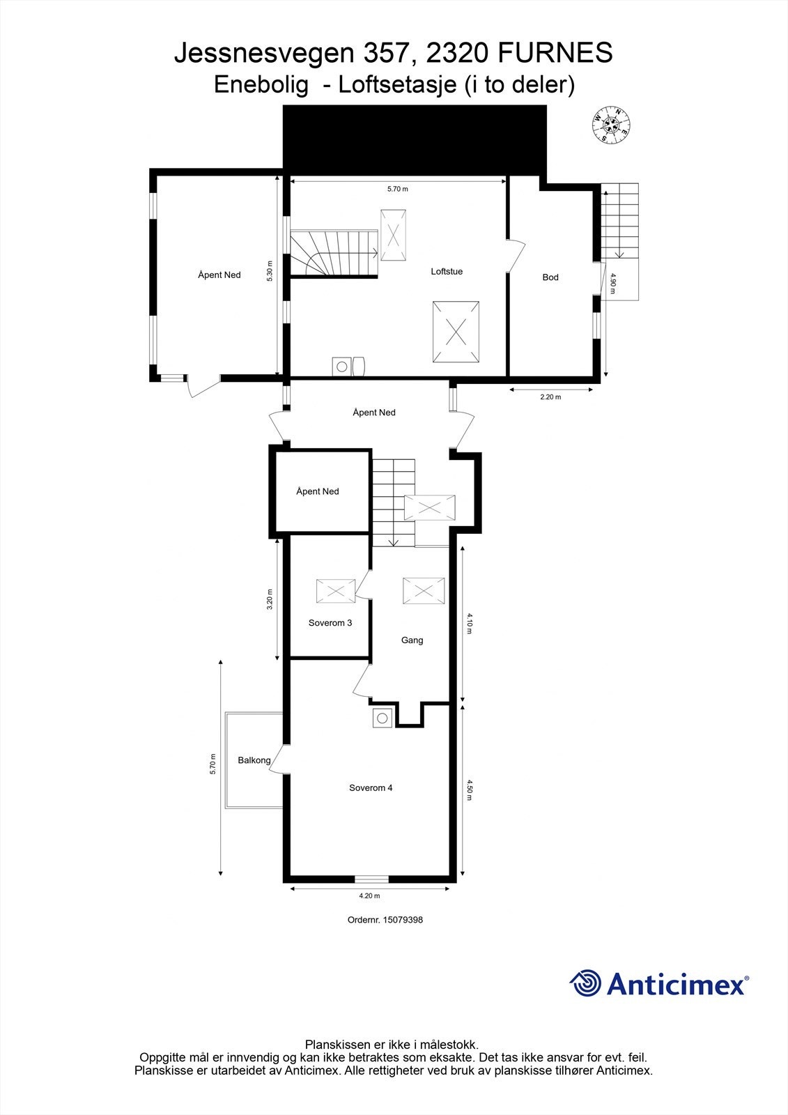 Plantegning - Enebolig - Loftsetasje (i to deler) Galleribilde