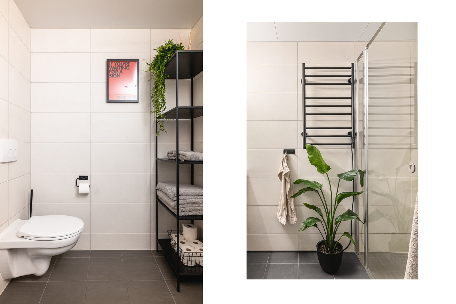 - Badet har plass til hylleløsning for ekstra oppbevaring - Galleribilde