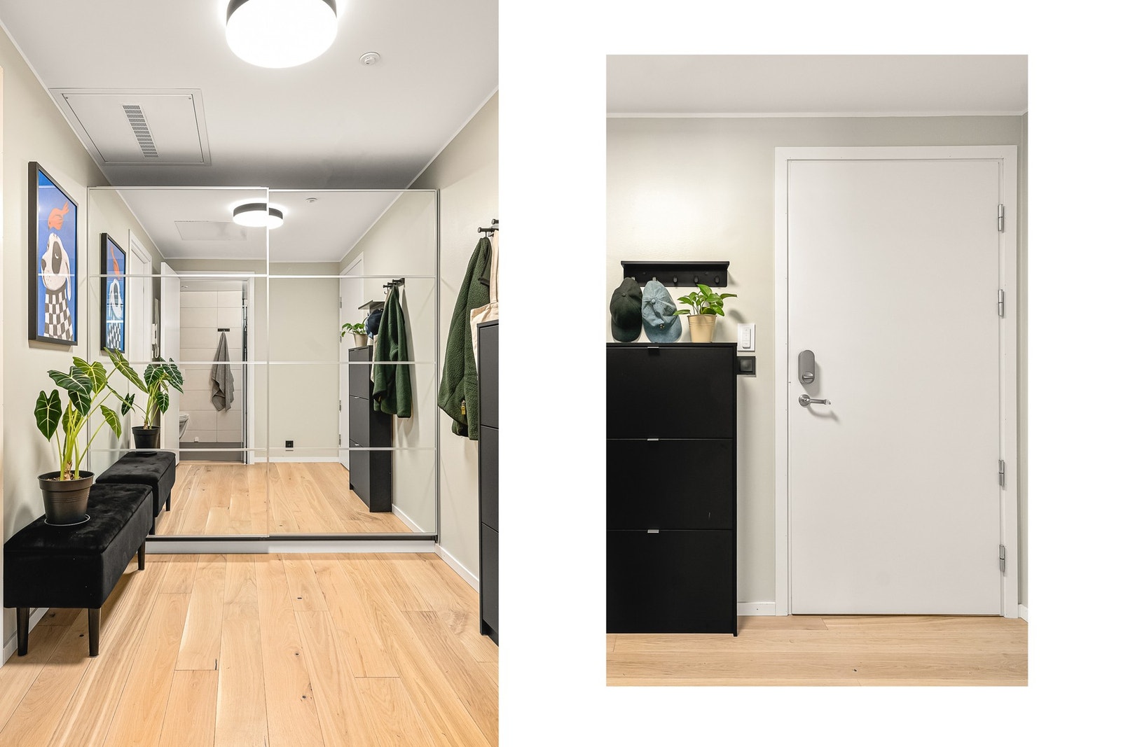 - Entréen er romslig og innbydende med skyvedørsgarderobe og plass til enkel møblering - Galleribilde