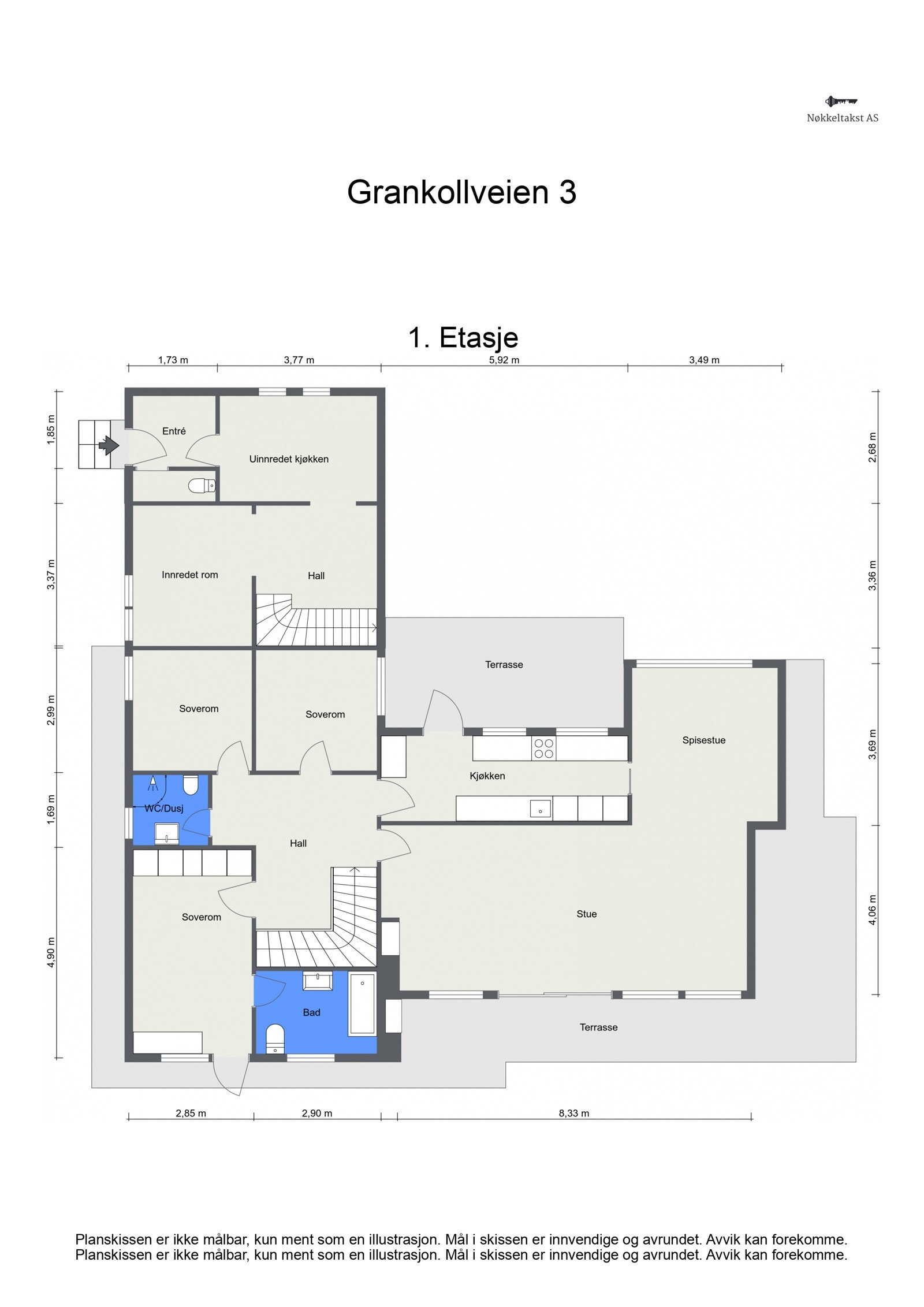 Plantegning 1. etasje Galleribilde