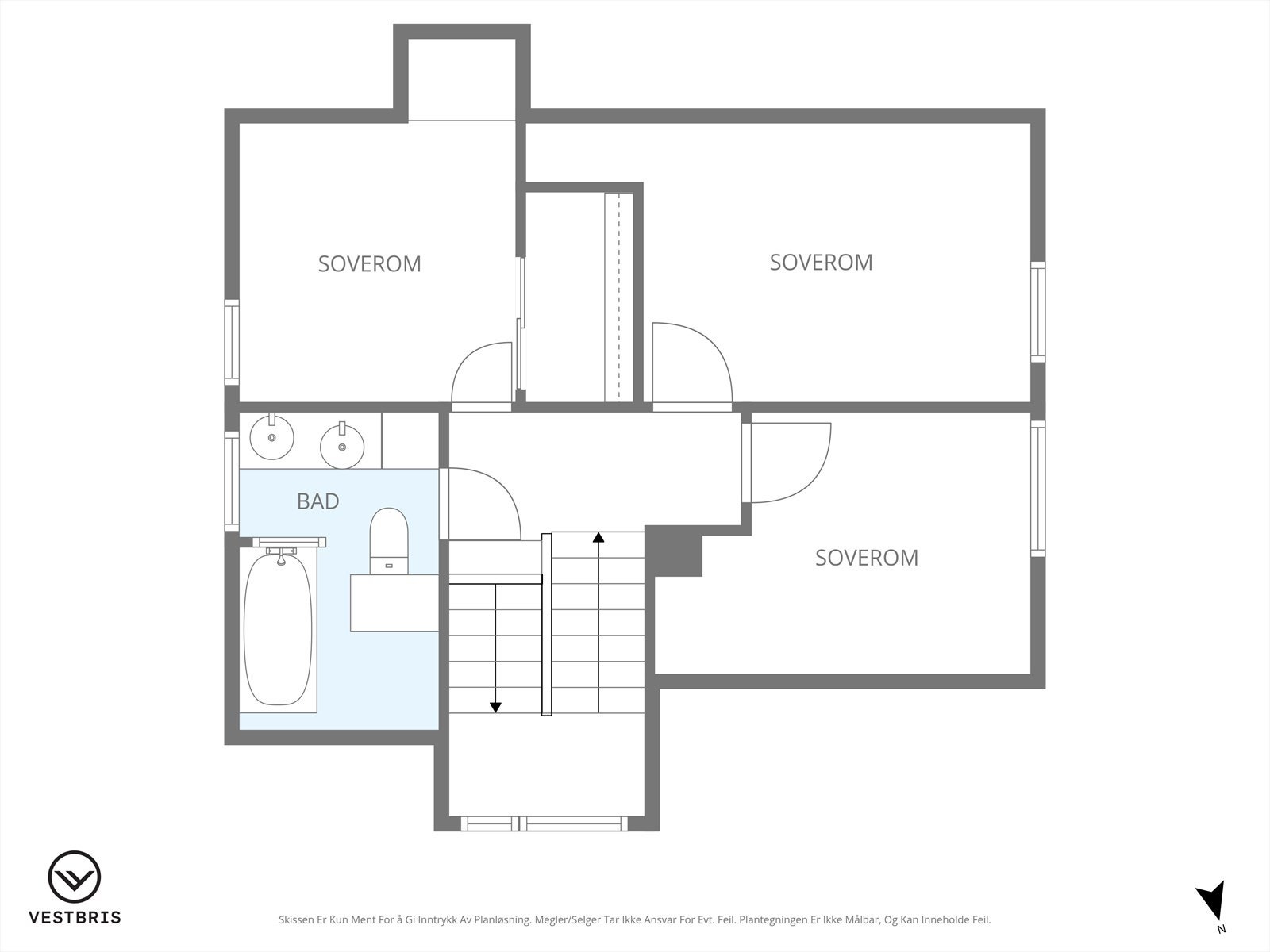 Plantegning loftsetasje. Galleribilde