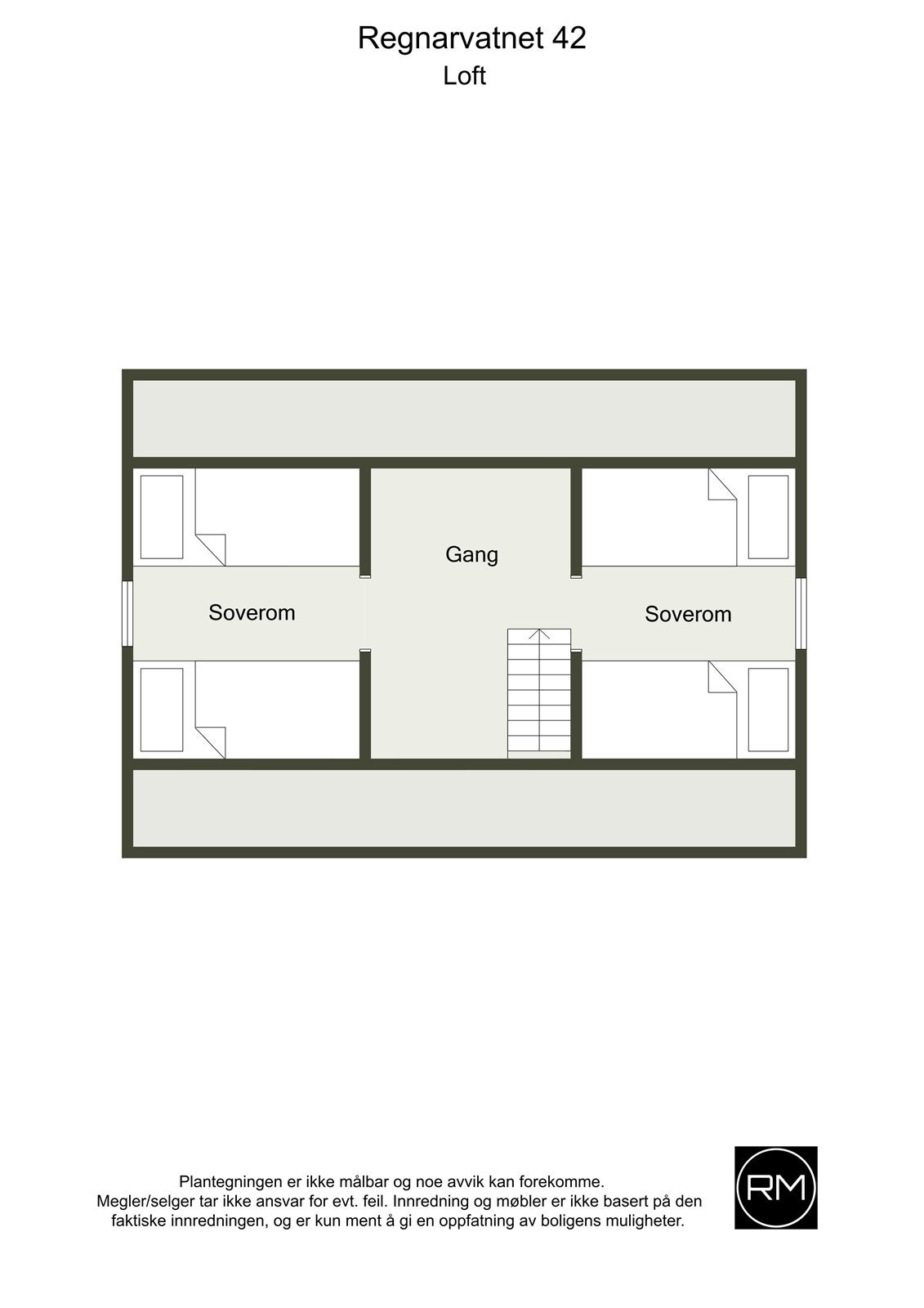 Plantegning loft ( lav takhøyde og ikke målbart areal) Galleribilde