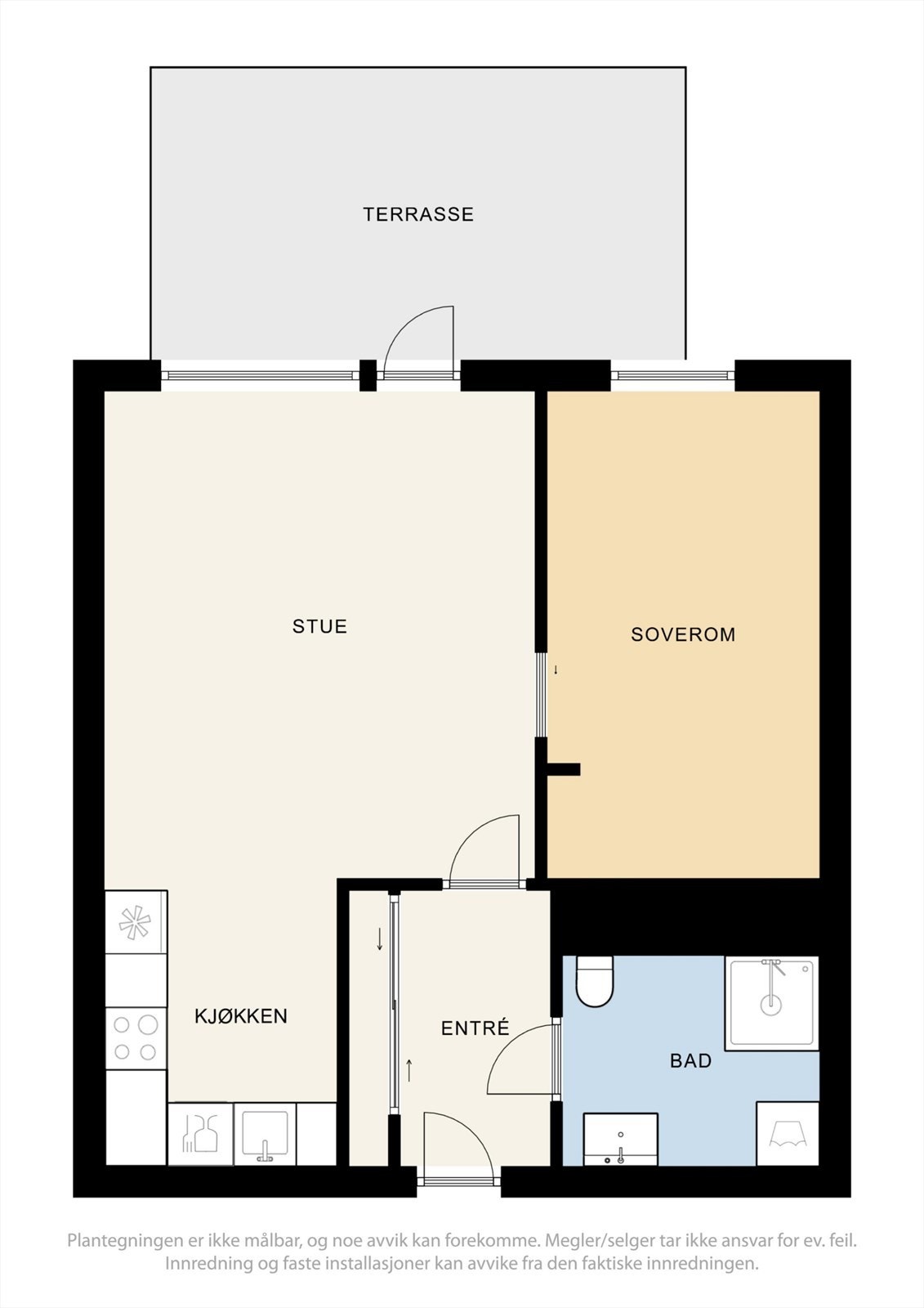 Planløsning 1. etasje - internt bruksareal på 49 m². Galleribilde