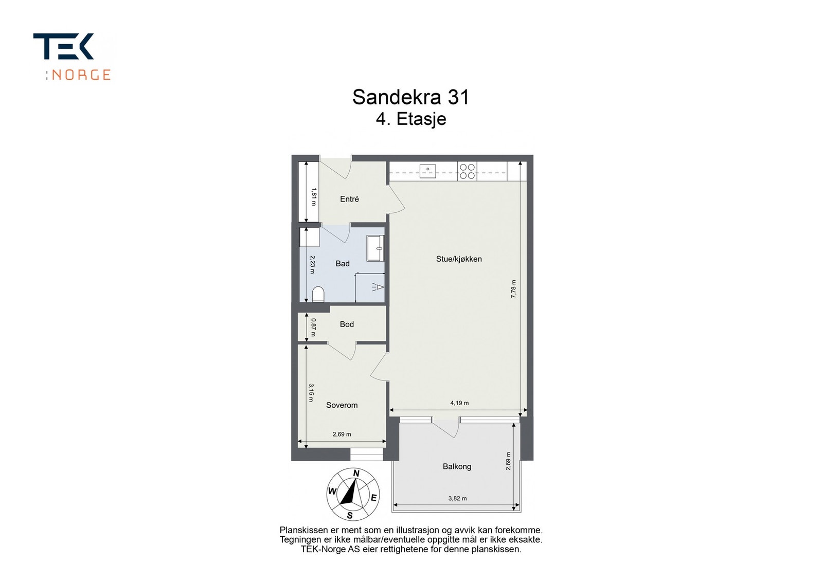 Plantegning, Sandekra 31. Galleribilde