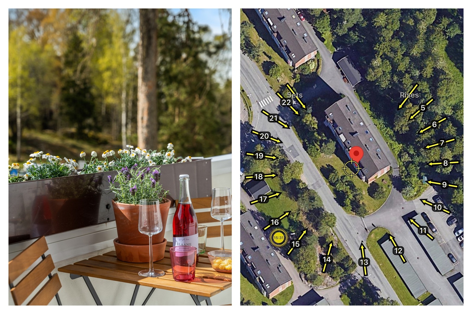 Balkongen byr på optimale solforhold, sommerstid. Galleribilde