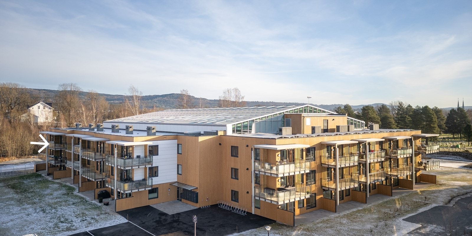 Pilen markerer leilighetens beliggenhet i bygget Galleribilde