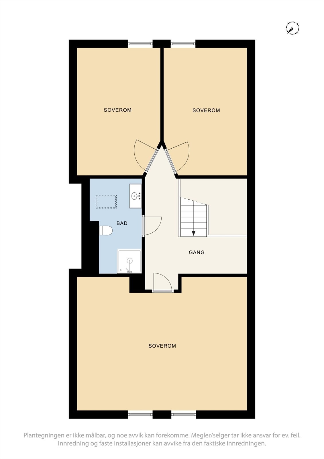 Alternativ plantegning 2.etasje med 3 soverom Galleribilde