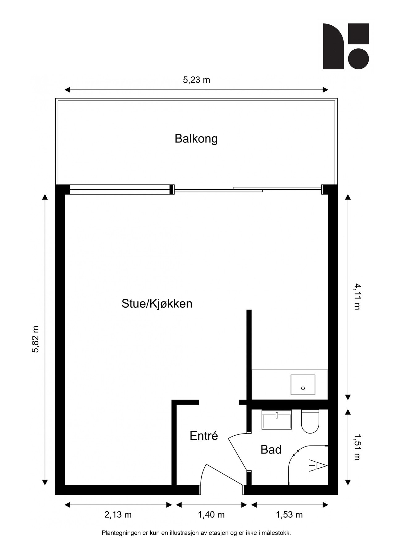 Målsatt plantegning Galleribilde