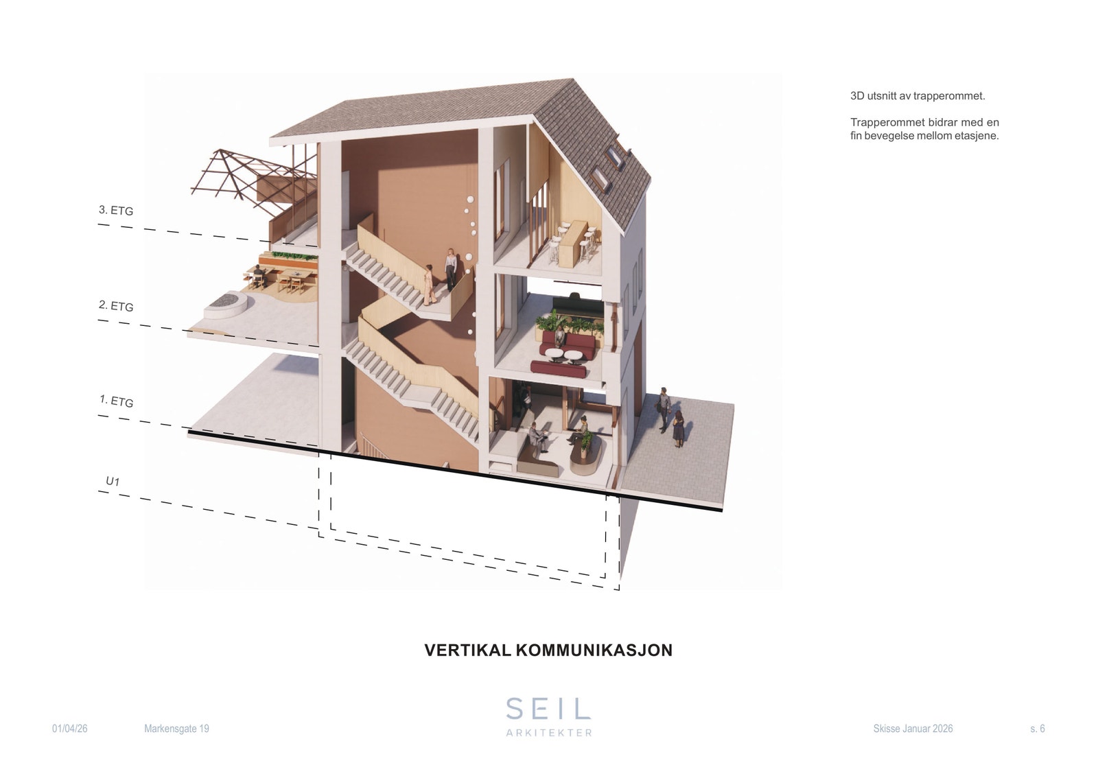 Ny trappeløsning, adkomst i 2. og 3. etg midt i bygget Galleribilde