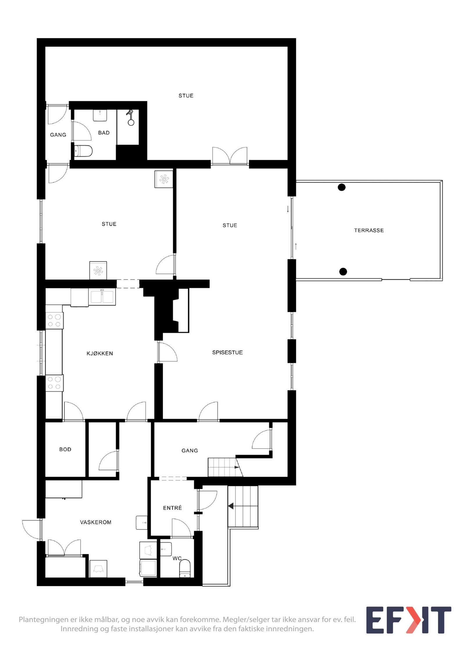Planløsning 1. etasje våningshus - Vestsideveien 63 Galleribilde